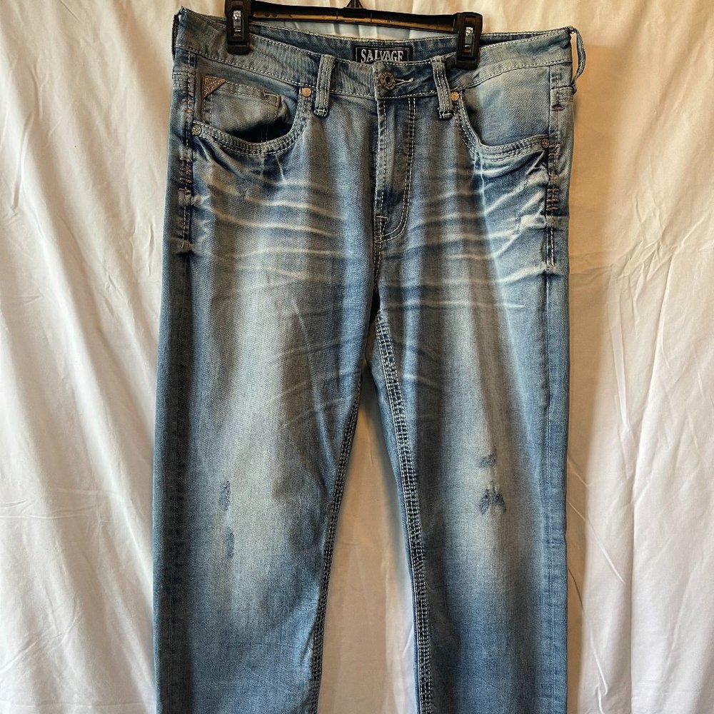 SALVAGE ANARCHY Relaxed Straight Leg Mens Jeans 36S